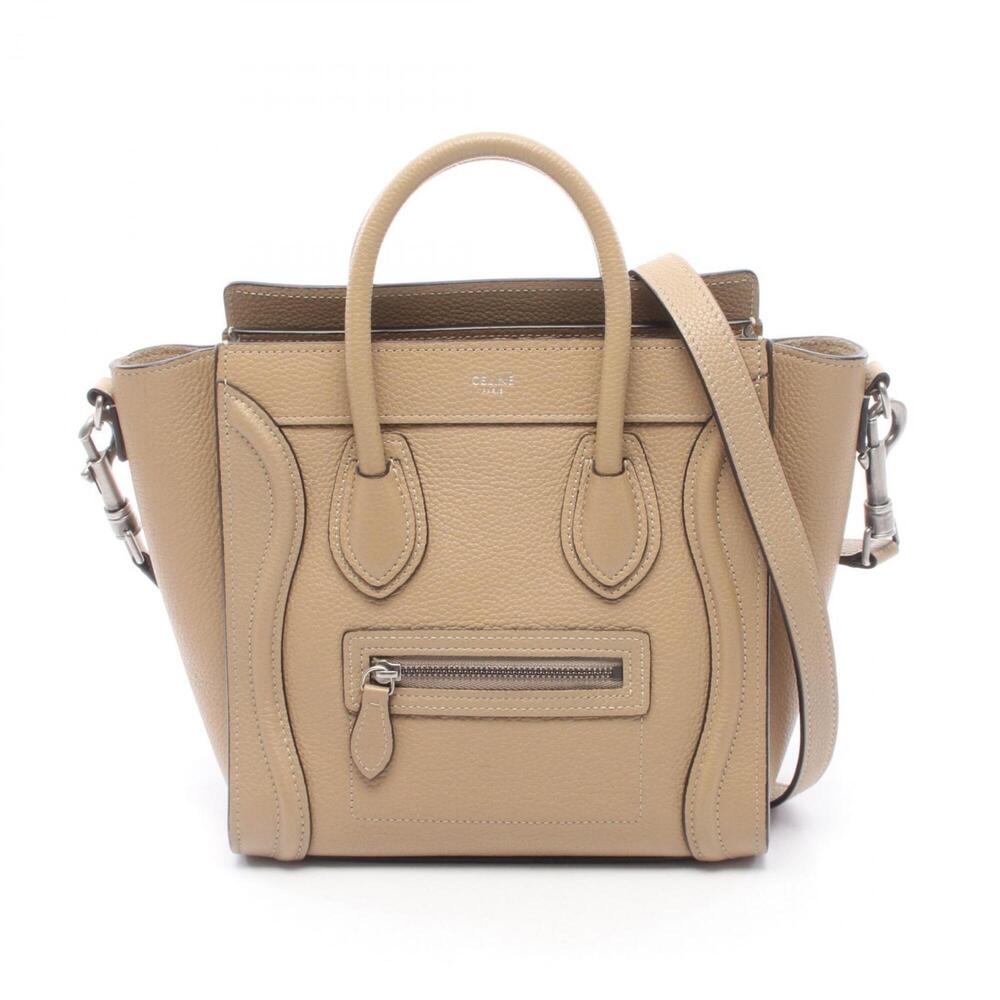 Celine Luggage Nano Shopper 2-Way Handbag, Leather, Women's, Beige, 189243